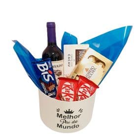 Box com Vinho e Chocolates Melhor Pai