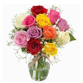 thumb-arranjo-com-12-rosas-coloridas-no-vaso-de-vidro-0